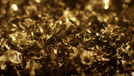 golden color metal fillings chaotic movement