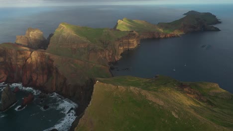 drone shot over the dramatic landscape on the coast of madeira