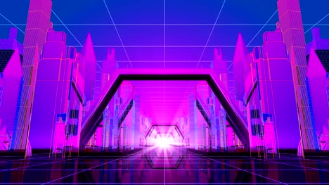 ciudad cibernética de neón en bucle de 4k