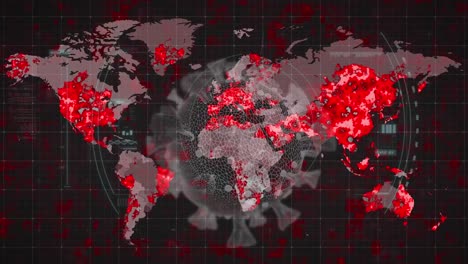 Animation-of-covid-19-cell-over-world-map-and-data-processing