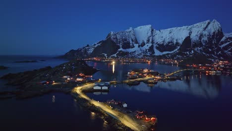 aerial view of lofoten islands beautiful landscape during winter