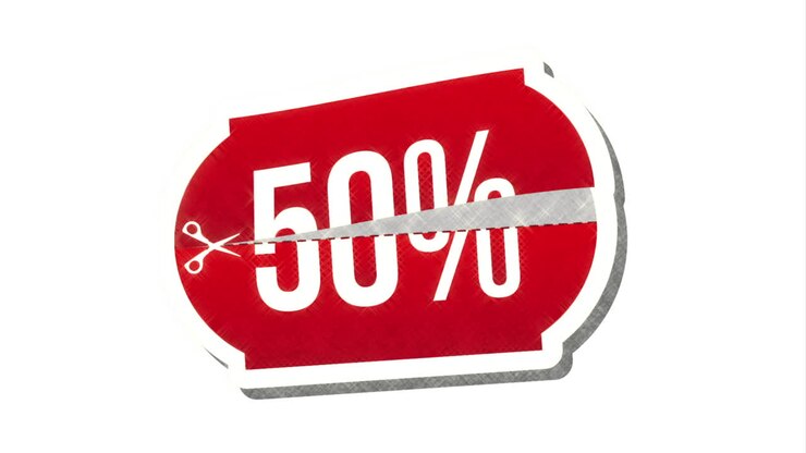 Cartellino con 50% di sconto