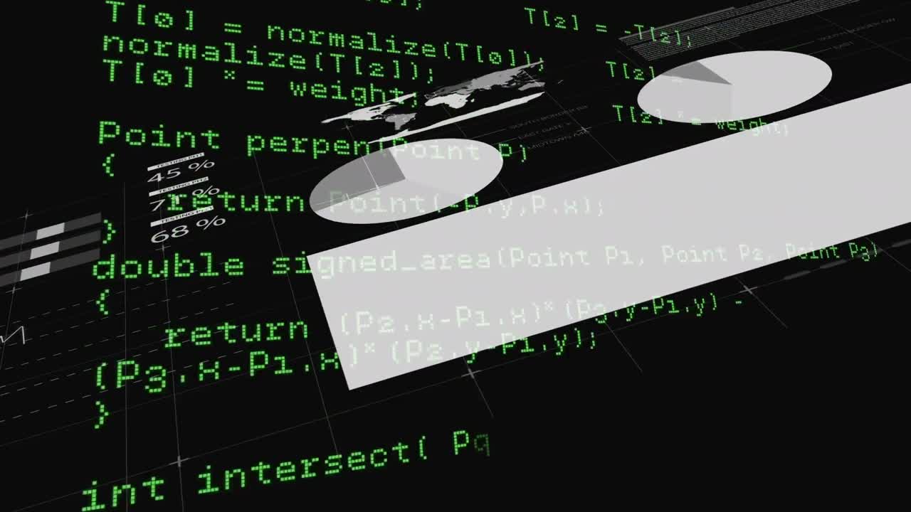 Animation of data processing on black background