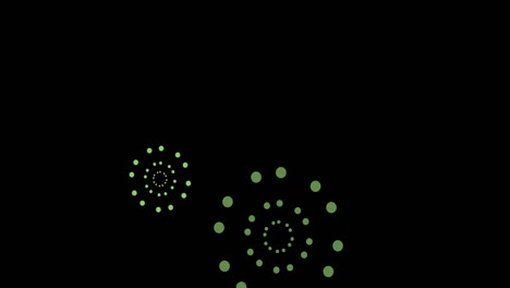 Animation-of-green-fireworks-exploding-on-black-background