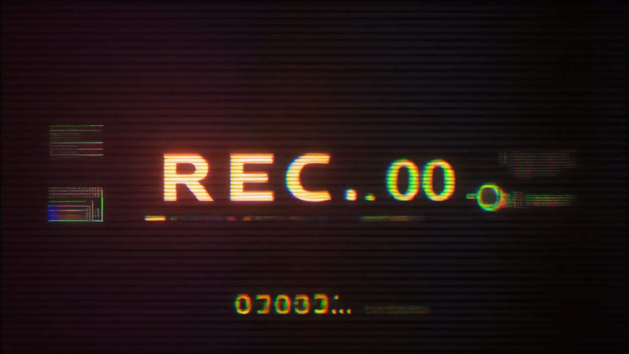 Digital Recording Interface with Glitch Effect and Data Streams