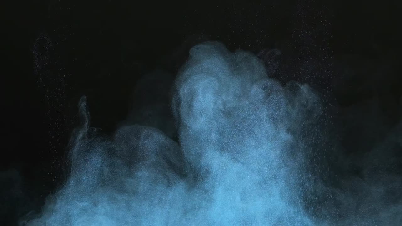 파란색 반이는 입자의 폭발, 느린 모션