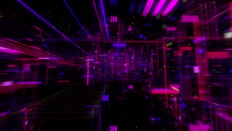 datos virtuales en la pantalla digital, tecnología futura y concepto de programación. unidad de procesamiento central futurista voladora. circuitos electrónicos dentro de una computadora. bucle sin costuras, renderización 3d