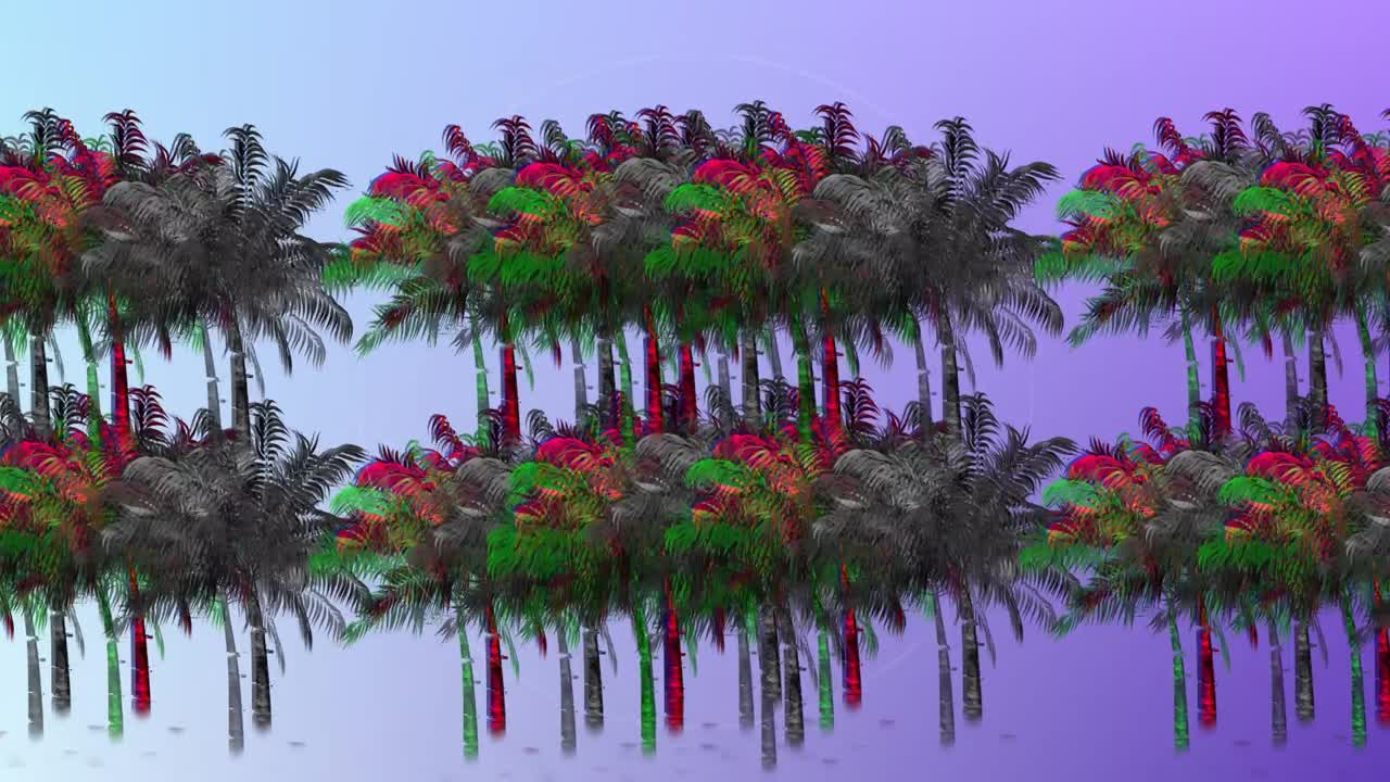 생동감 있는 색 ⁇ 의  ⁇ 나무의 애니메이션은 시엄리스 루프에서 최면적인 움직임을 보여줍니다.