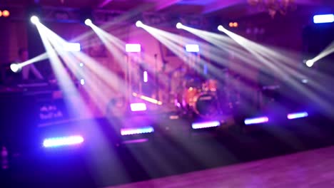 an empty stage for a performance while waiting for the singers. bright led lighting and spotlights