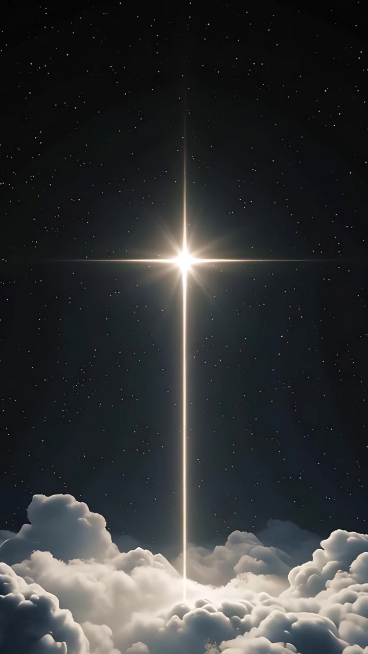 Christian Cross Heavenly Light Worship Background 4K