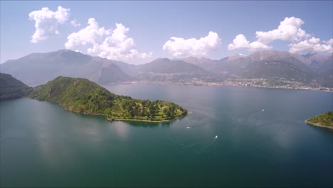 aerial drone footage over beautiful lake como, italy