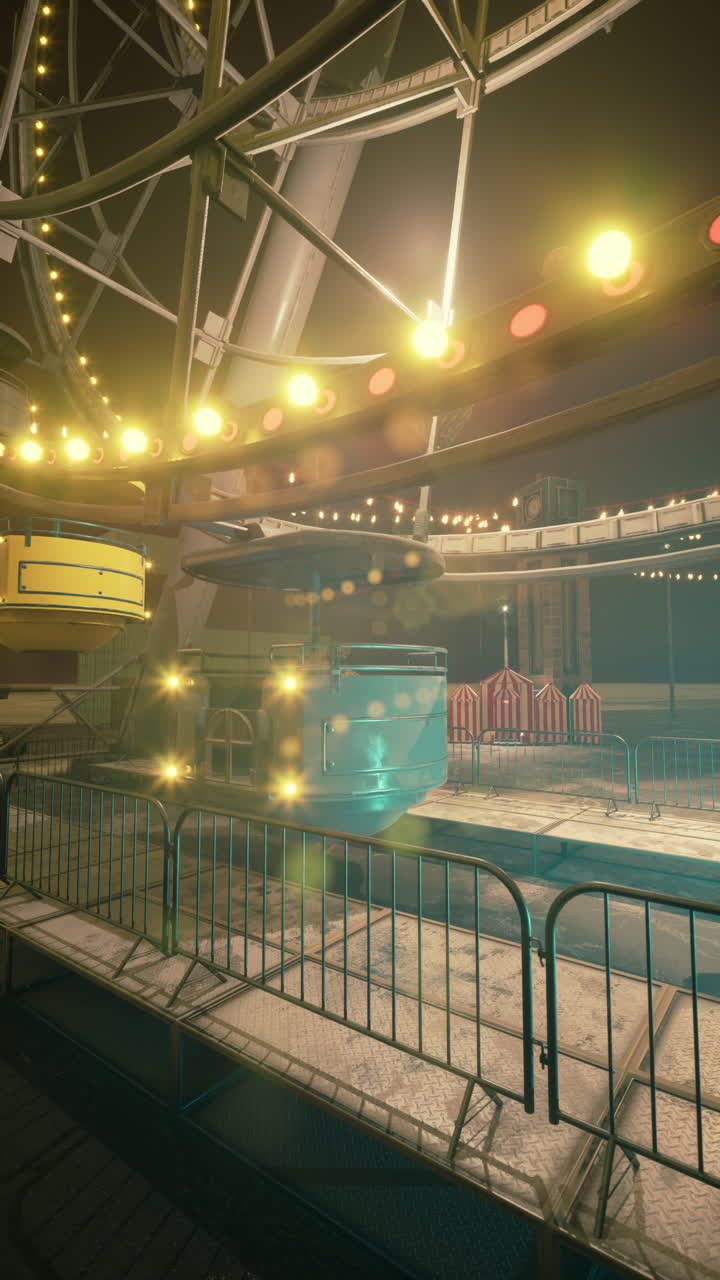 rueda gigante abandonada por la noche