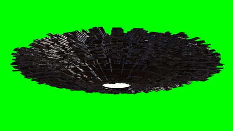 ovni, platillo volador giratorio con visitantes extraterrestres, nave espacial alienígena de alto detalle aislada en el fondo de la pantalla verde, bucle de 4k