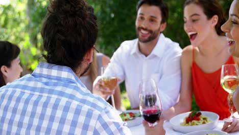 grupo de amigos brindando copas de vino