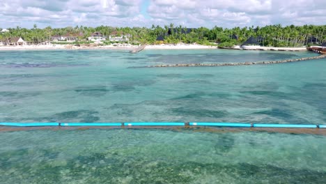 tomada panorámica de un avión no tripulado de sargazo en playa blanca, punta cana, república dominicana