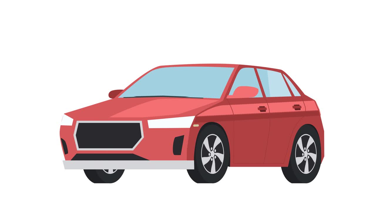 animación de coches de dibujos animados rojos con canal alfa