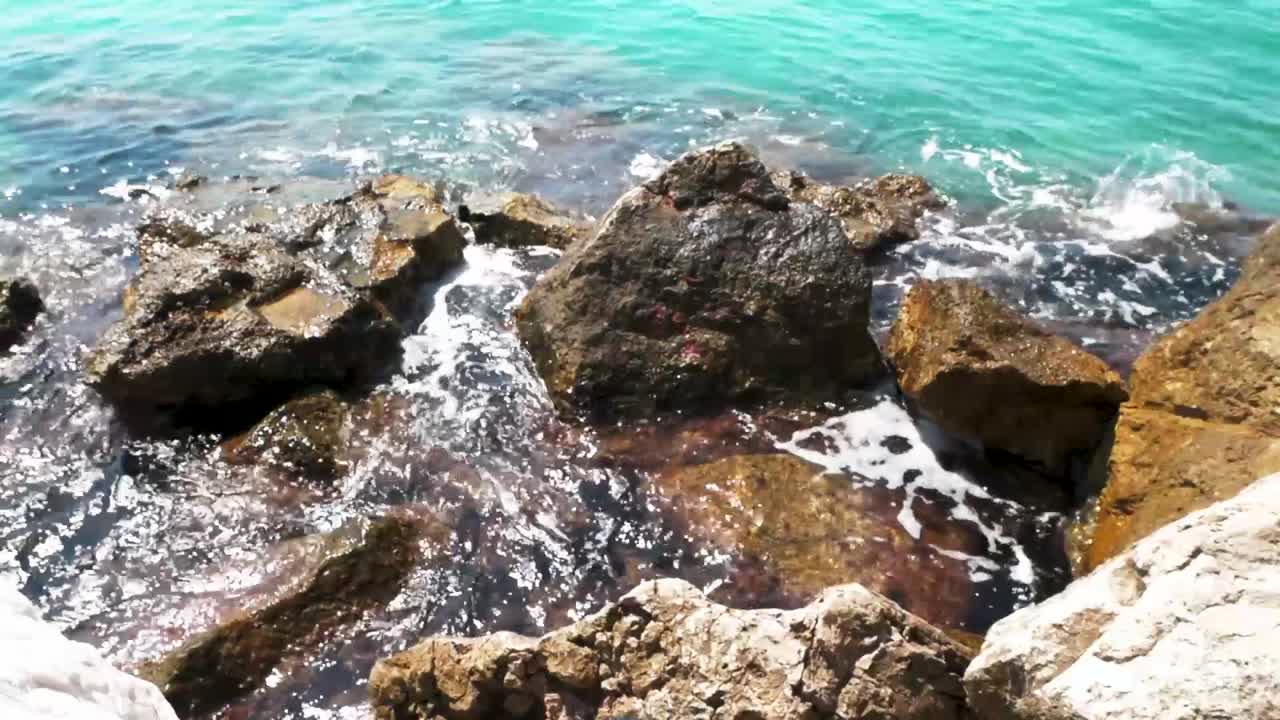 en una orilla rocosa del mar