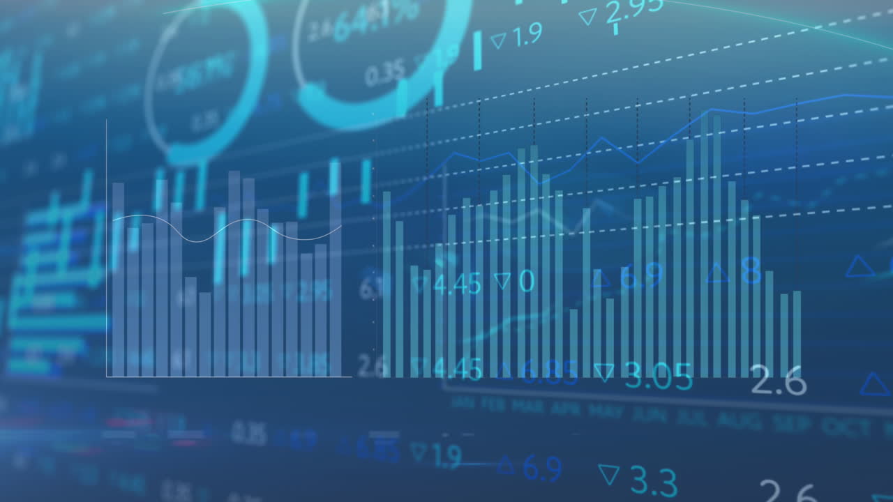 animación del procesamiento de datos financieros a través de la red