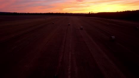 vast fields and red twilight sky