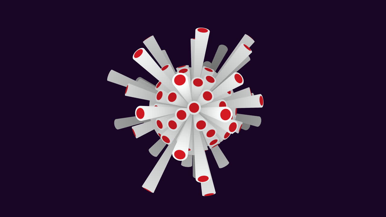 Futuristic virus 3d rendering of a dynamic pink-spotted pathogen