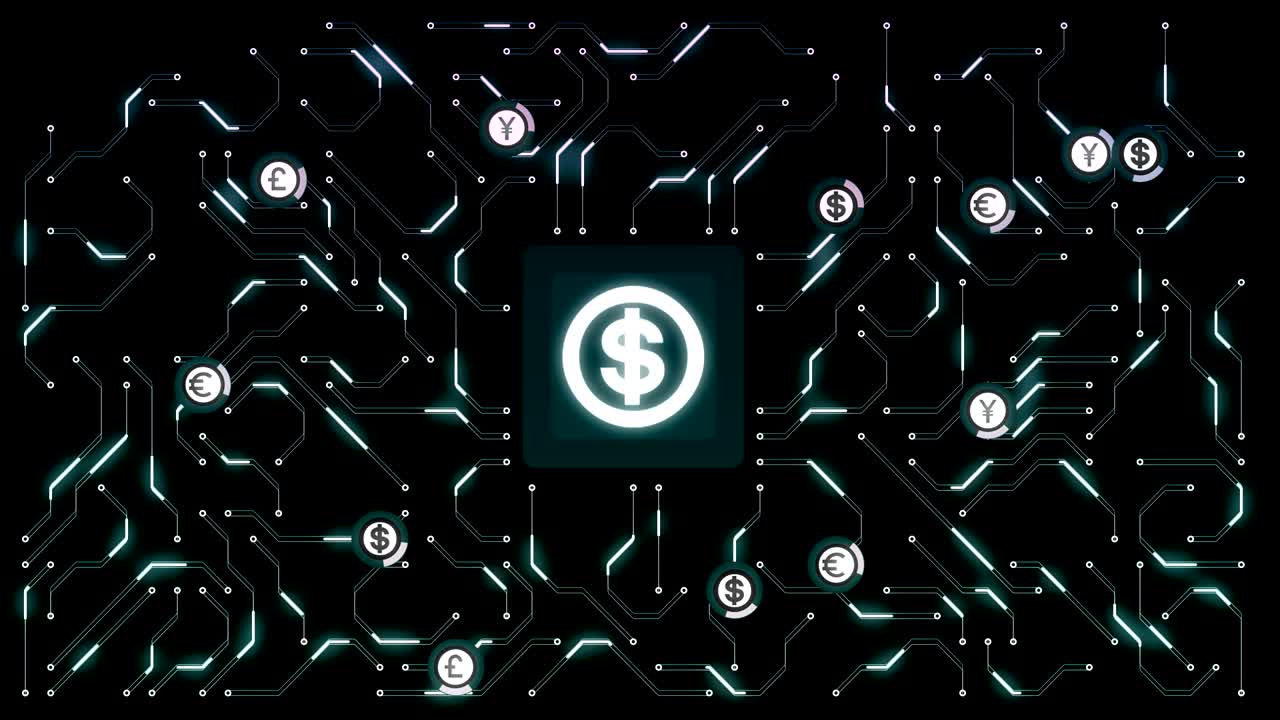 현대 금융 데이터를 묘사하는 애니메이션.