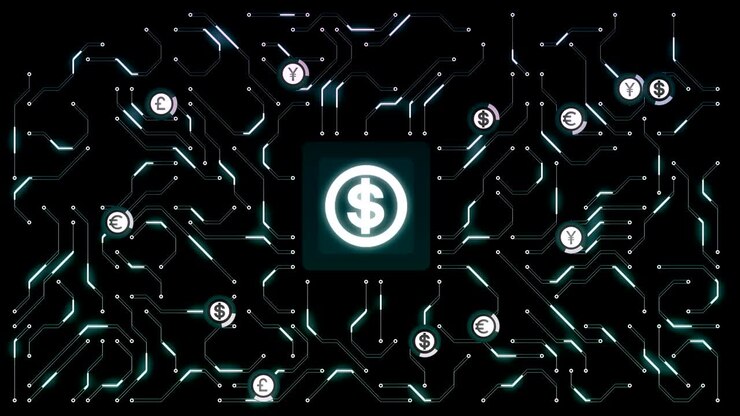 Animation depicting modern financial data.