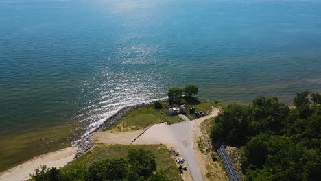 chaotic drone fluctuation over a lake