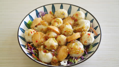 meatball and fishball spicy salad - healthy food style