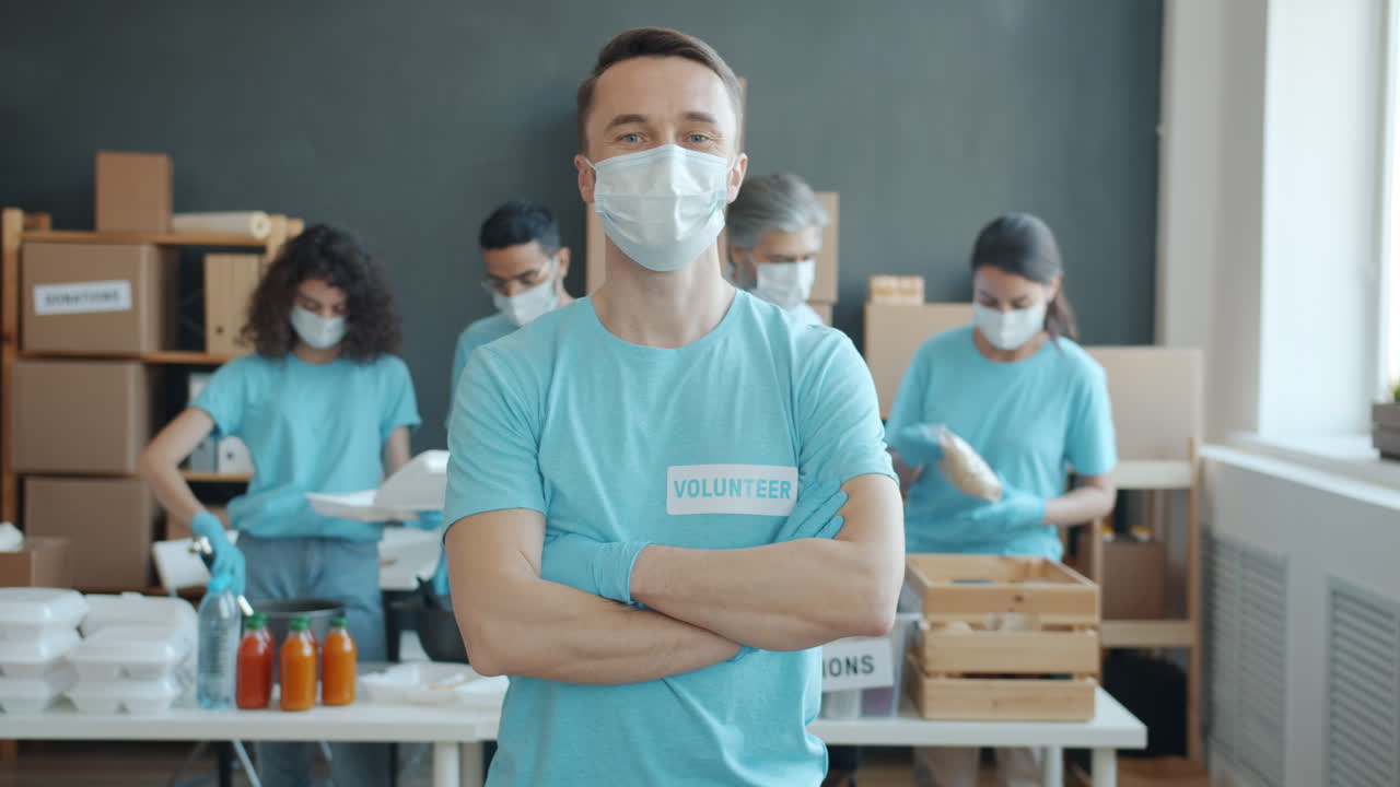 Volunteers Helping in a Food Drive