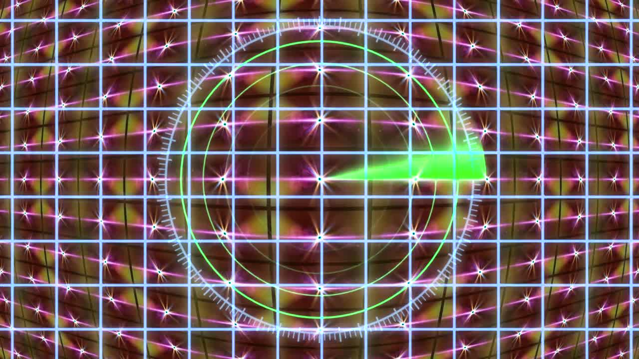 레이더 그리드와 움직이는 배경이있는 hud 패널. 모션 그래픽