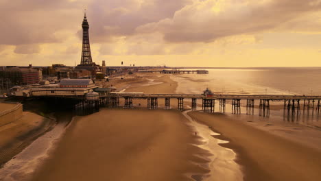 aerial view of blackpool tower and promenade in the central area of blackpool