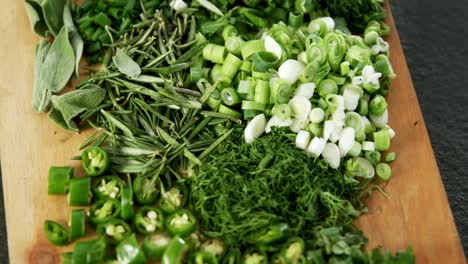 Various-herbs-on-a-chopping-board-4k