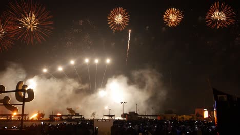 spectacular fireworks display at night