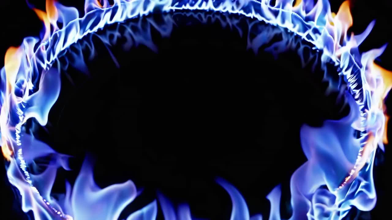 Abstract Ring of Blue and Orange Flames