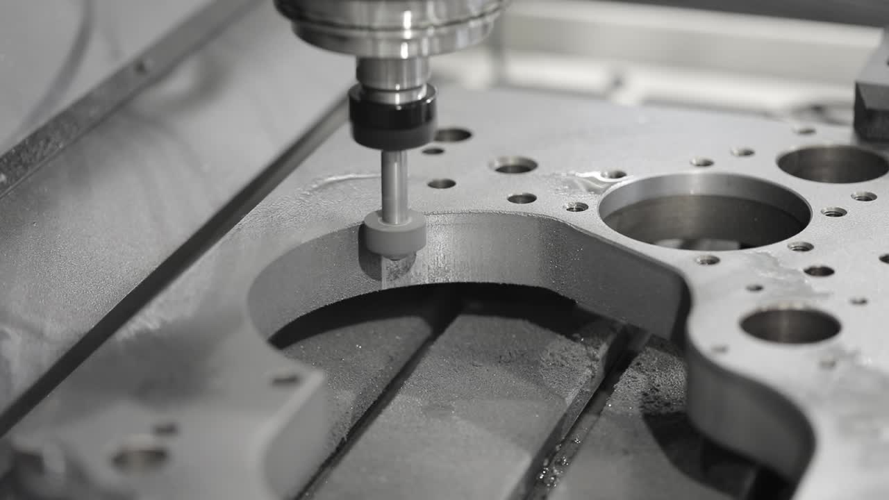 lavorazione dei metalli macchina di fresatura cnc. taglio del metallo tecnologia di lavorazione moderna.