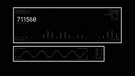 animación del procesamiento de datos sobre un fondo negro