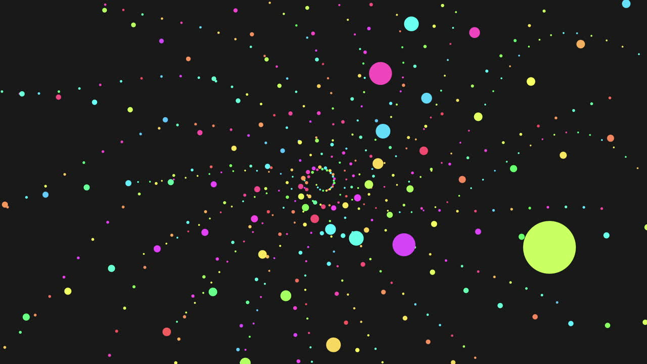 Vibrant dots arranged in a circular formation on a dark background create a visually striking and colorful pattern in this image