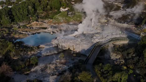 pohutu geyser in whakarewarewa thermal valley, new zealand