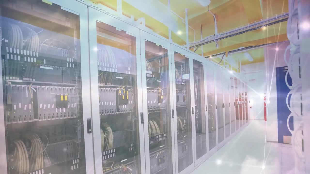 컴퓨터 서버를 통한 연결 네트워크의 애니메이션