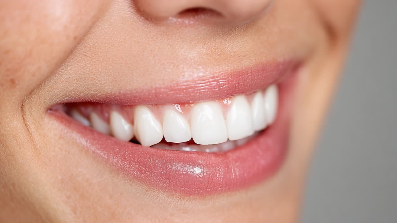 Capturing the Radiance of a Bright Smile: A Close-Up of Perfect Teeth and Healthy Gums Highlights Oral Care and Confidence