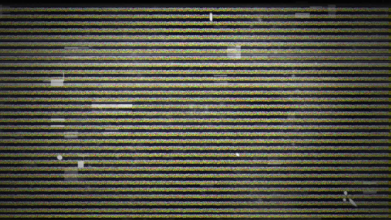 animación de la pantalla con fallo y patrón parpadeante sobre fondo negro