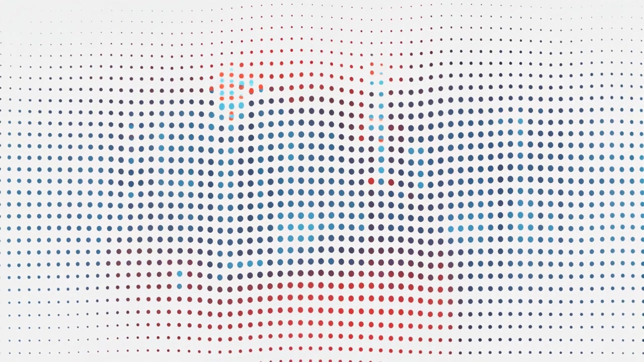Abstract Motion Background with Pulsing Red and Blue Halftone Dots