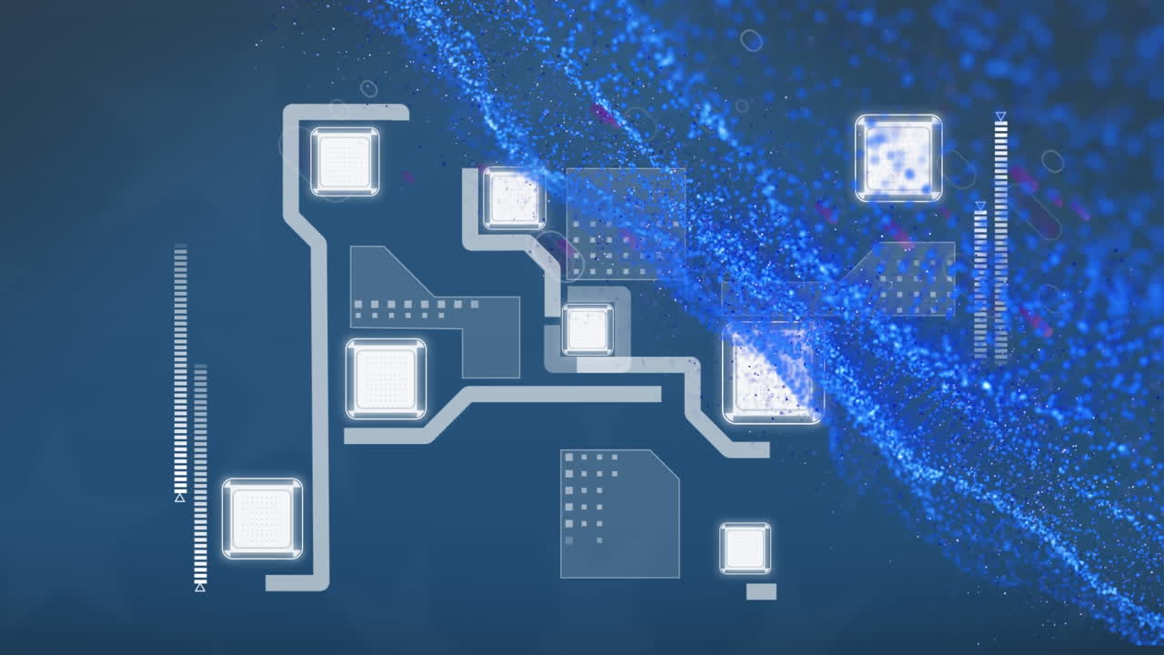 animación de senderos de luz azul sobre una red de conexiones sobre fondo azul