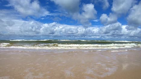 Waves on Beach Slowmotion Shot. Baltic Sea, Poland.