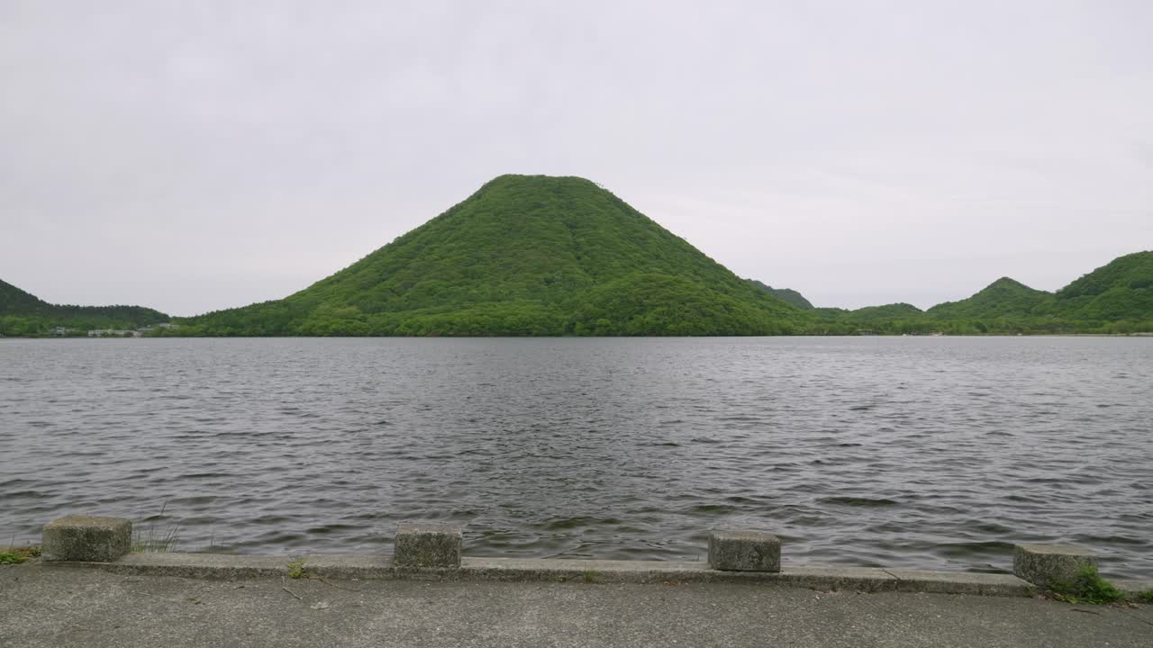 Beautiful scenery at Haruna Lake in northern Gunma with Fuji Haruna in distance