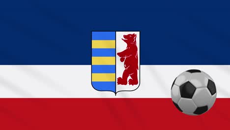 carpathian ruthenia flag and soccer ball rotates on background of waving cloth, loop