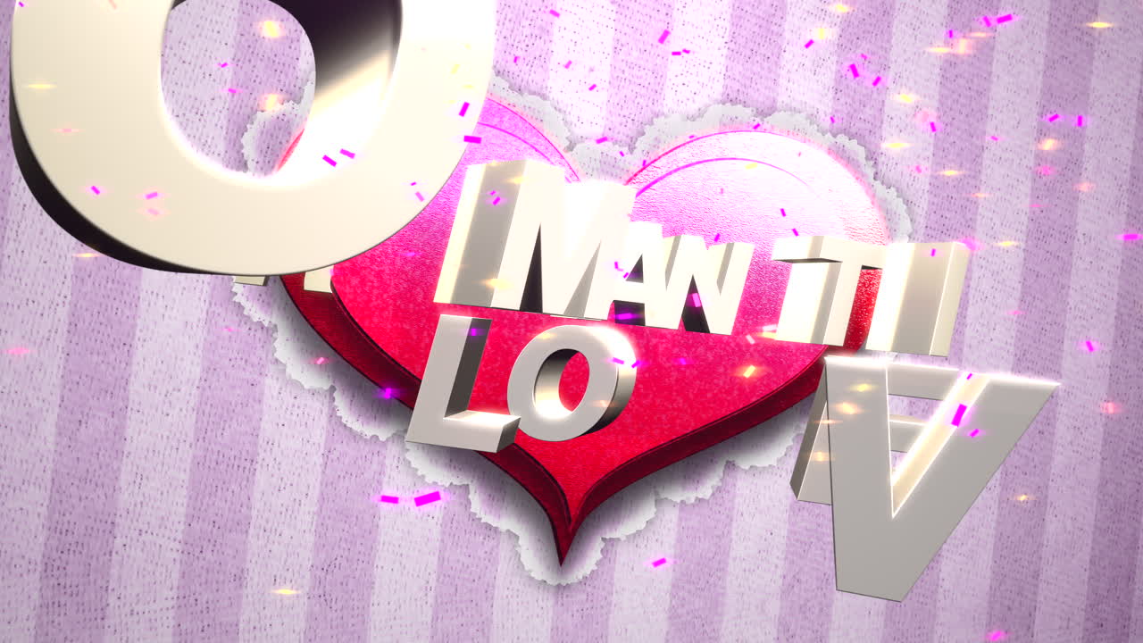 발렌타인 데이 1에 낭만적 인 사랑 텍스트와 모션 낭만적 인 마음