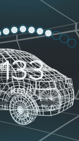 animazione dei dati del tachimetro, del gps e dello stato di carica sull'interfaccia del veicolo, modello di furgone 3d