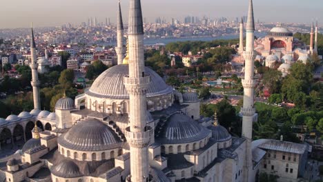 la mezquita azul y hagia sophia, grabación de video aéreo,