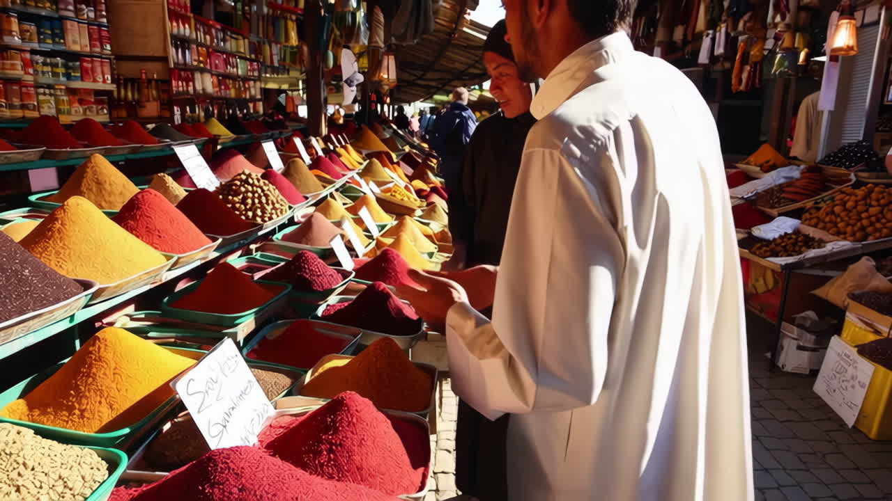 Spice Market Scene in Morocco